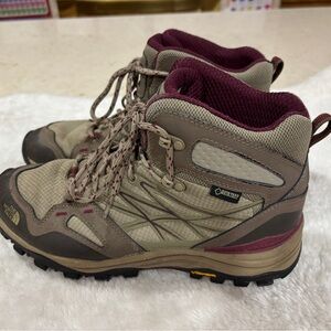 The North Face Women's Hiking Shoes - Beige and Burgundy
